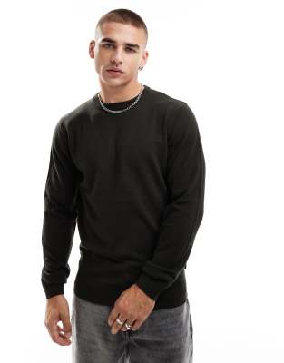 French Connection soft touch crew neck sweater in dark green