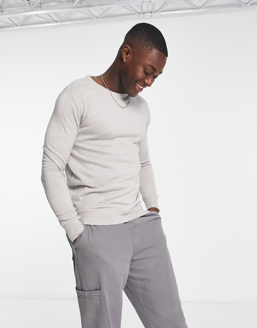 French Connection Soft Touch Crew Neck Sweater In Light Gray