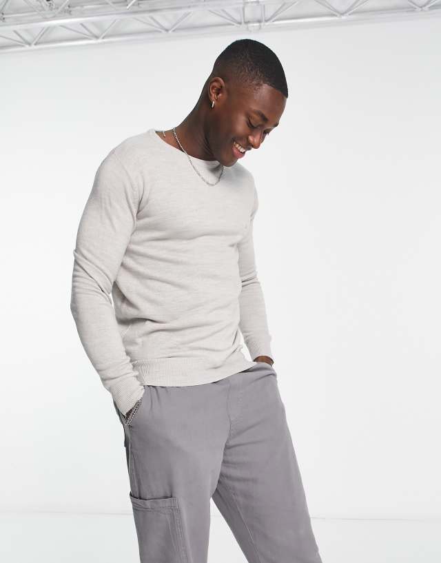 French Connection soft touch crew neck sweater in light gray