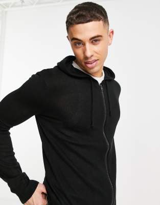 French Connection Soft Touch Full Zip Hoodie In Black ModeSens