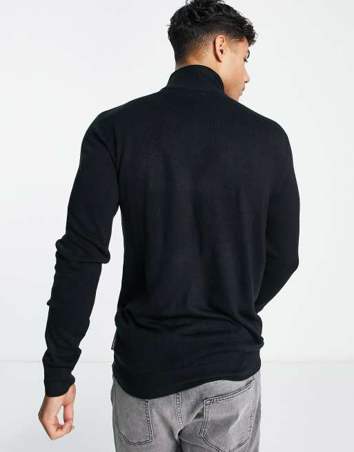 French Connection soft touch half zip jumper in black | ASOS