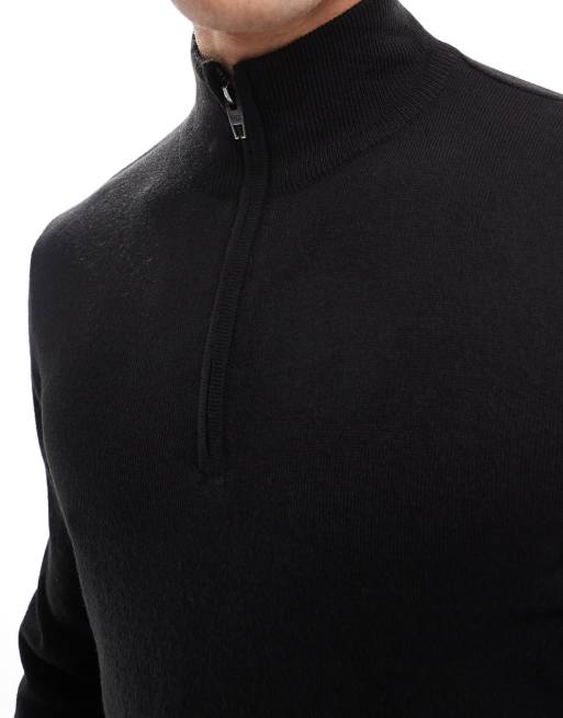 French Connection soft touch half-zip jumper in black, 4 of 4