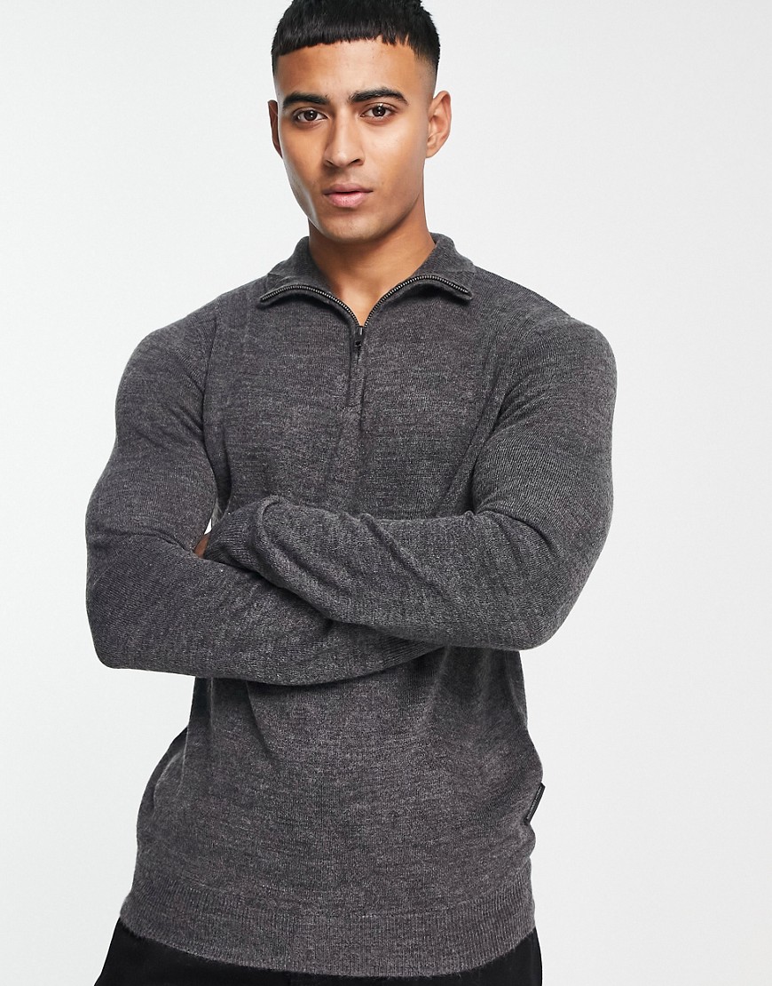 French Connection Soft Touch Half Zip Sweater In Light Gray