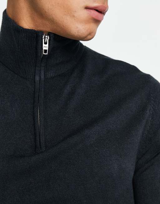 French Connection soft touch half zip sweater in navy, 3 of 4