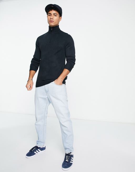 French Connection soft touch half zip sweater in navy, 4 of 4