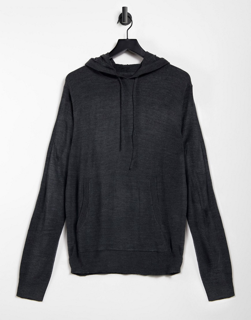 French Connection soft touch hoodie in dark gray-Grey