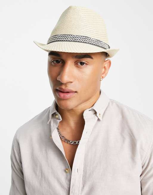 French Connection – Słomkowy kapelusz trilby w naturalnym kolorze