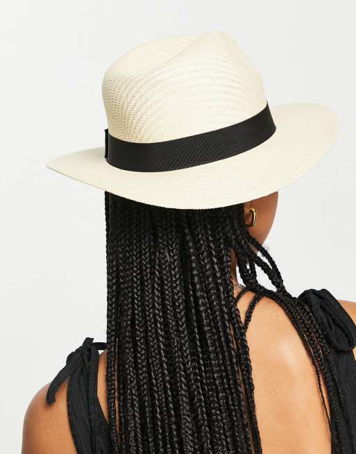 French Connection – Słomkowy kapelusz trilby w naturalnym kolorze, 3 z 4