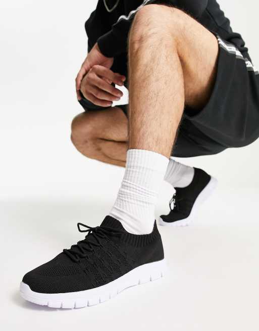 French Connection - Sorte, strikkede soksneakers