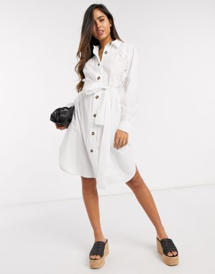 white belted shirt dress