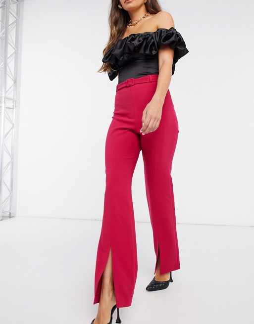 French Connection split leg high waisted trousers in pink