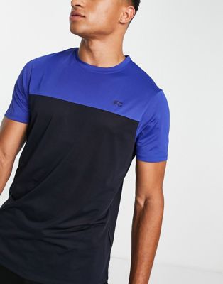 French Connection Sport colour block training t-shirt in navy blue