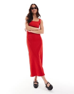French Connection Square Neck Ribbed Midi Dress