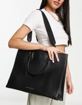 ASOS DESIGN tote bag with removeable laptop compartment in black