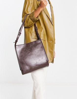 French Connection square tote bag in brown - ASOS Price Checker