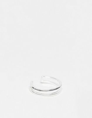 French Connection squared double ring in silver