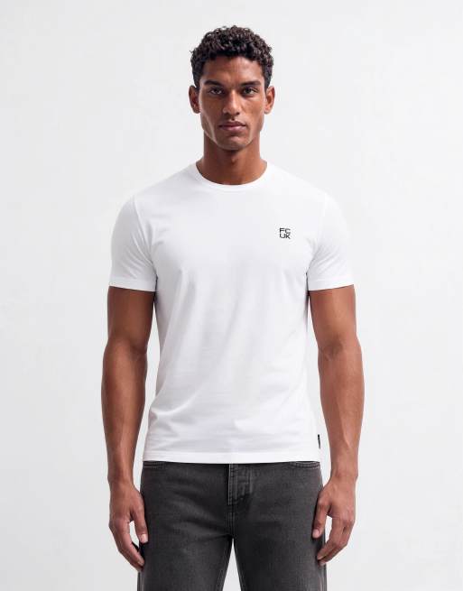 French Connection stacked logo t-shirt in white, 6 of 10