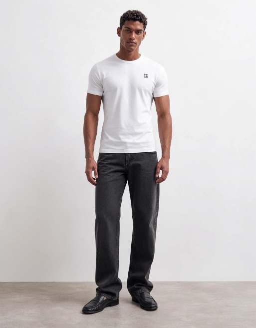 French Connection stacked logo t-shirt in white, 7 of 10