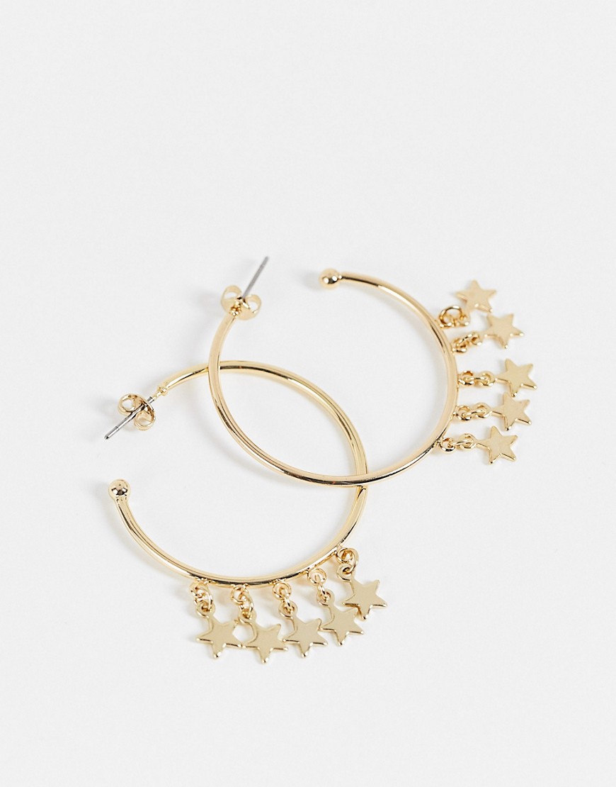 French Connection star and hoop earrings in gold