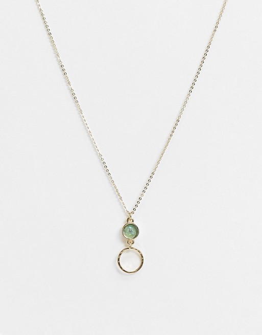 French Connection circle pendant gold necklace