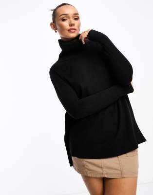 French Connection Mens French Connection Step Hem Turtle Neck Sweater In Black In Black