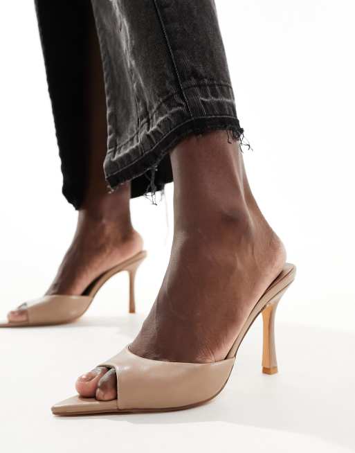  French Connection stiletto mules in taupe