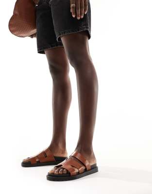 French Connection French Connection strap sliders in tan-Brown