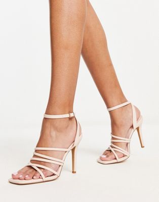French Connection Strappy Heeled Sandals In Beige-neutral