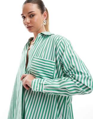 FRENCH CONNECTION STRIPE POPOVER BUTTON SHIRT 