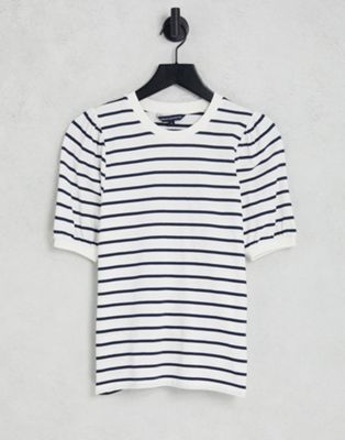 French Connection stripe printed puff sleeve t-shirt
