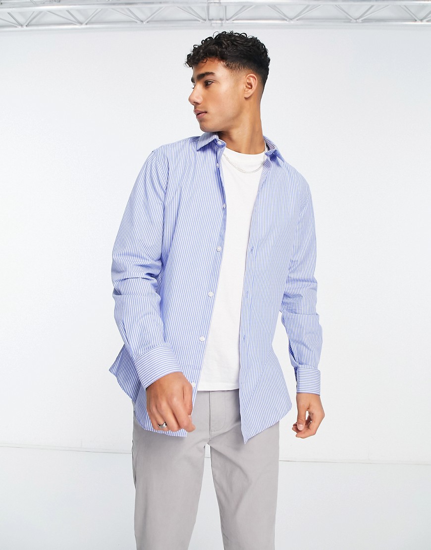 French Connection stripe shirt in mid blue