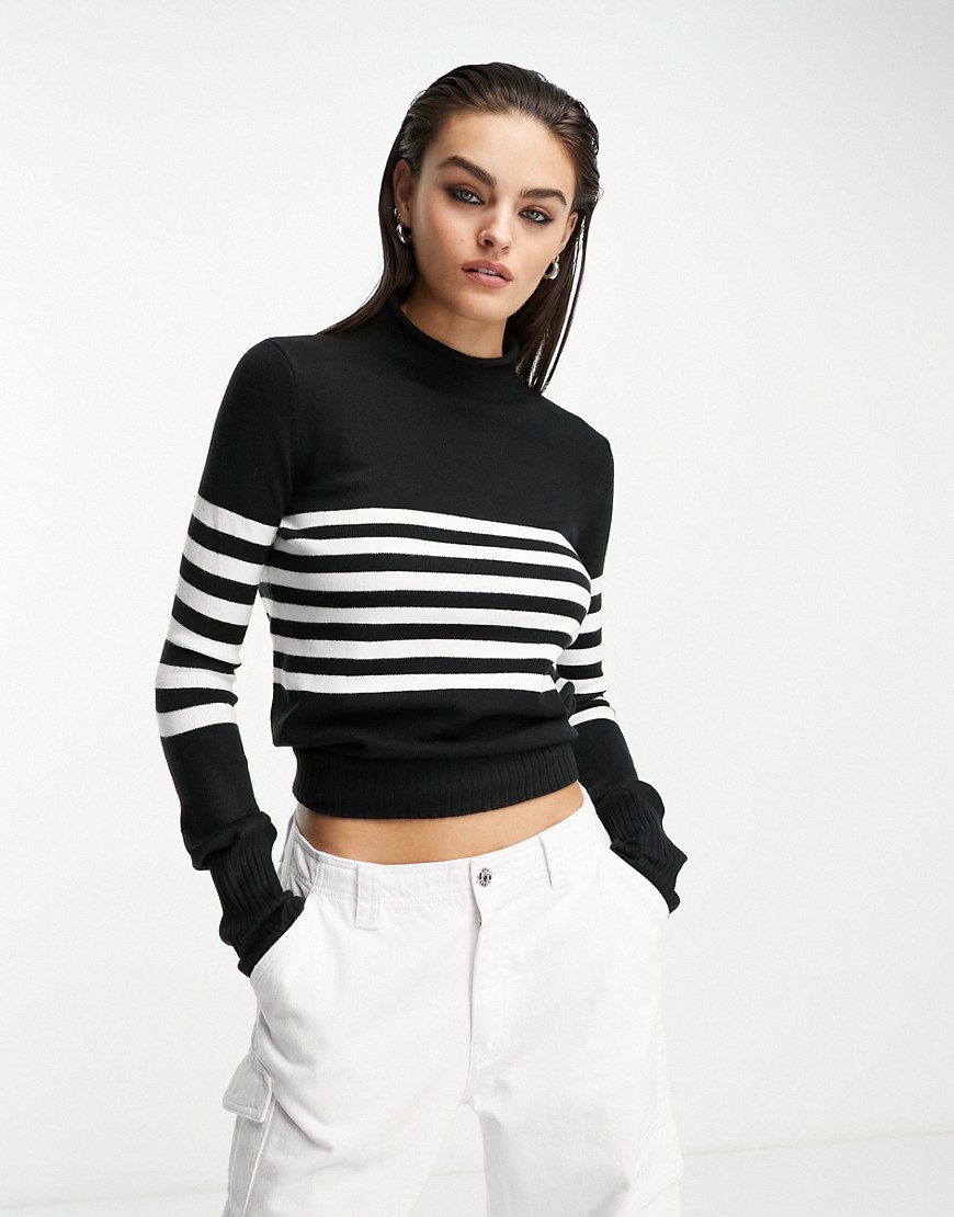 French Connection striped high neck jumper in multi