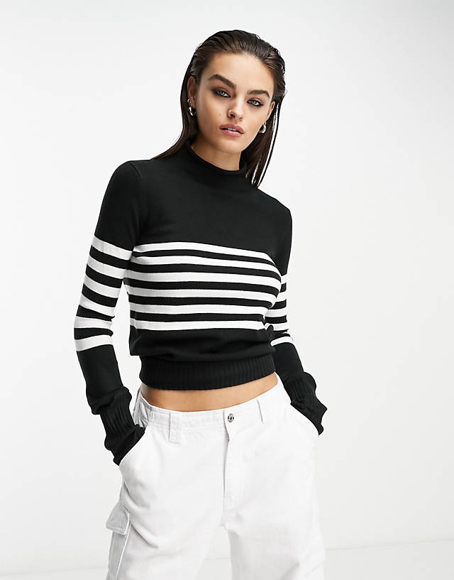French Connection - striped high neck jumper in multi