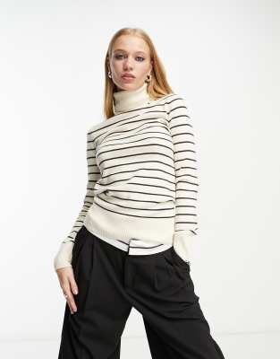 French Connection striped roll neck jumper in multi - ASOS Price Checker