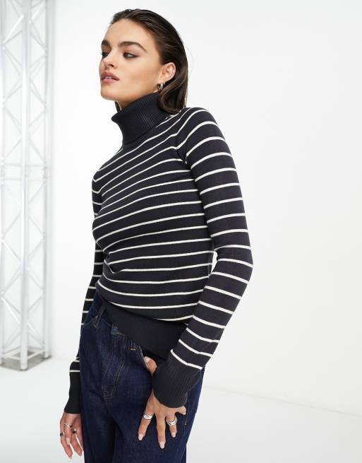 Striped roll 2025 neck top