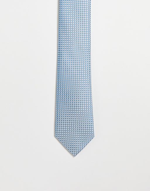 French Connection - Stropdas met diamantprint in marineblauw