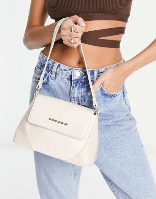French Connection structured shoulder bag in off white ASOS