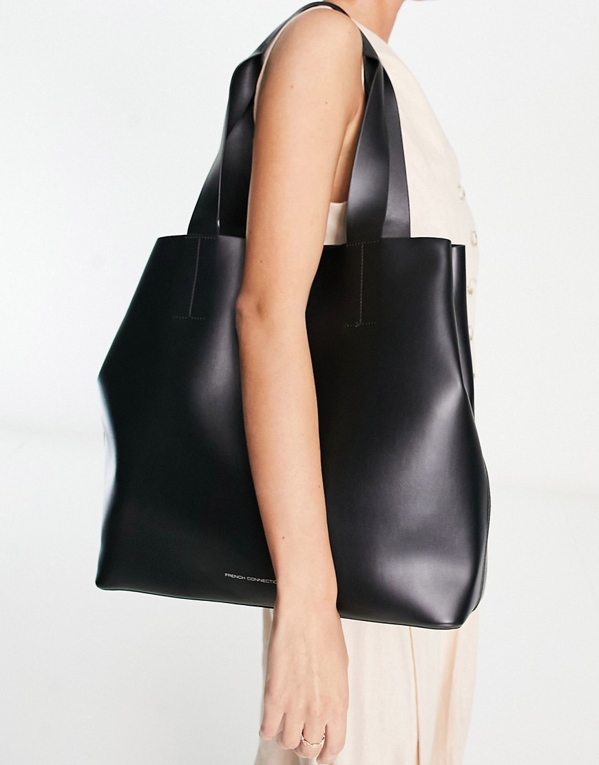 structured tote in black