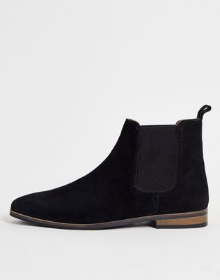 French Connection suede chelsea boots in black