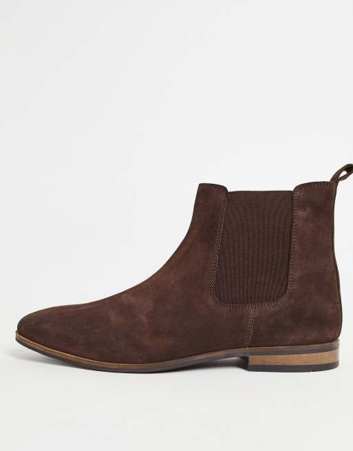 French Connection suede Chelsea boots in brown ASOS