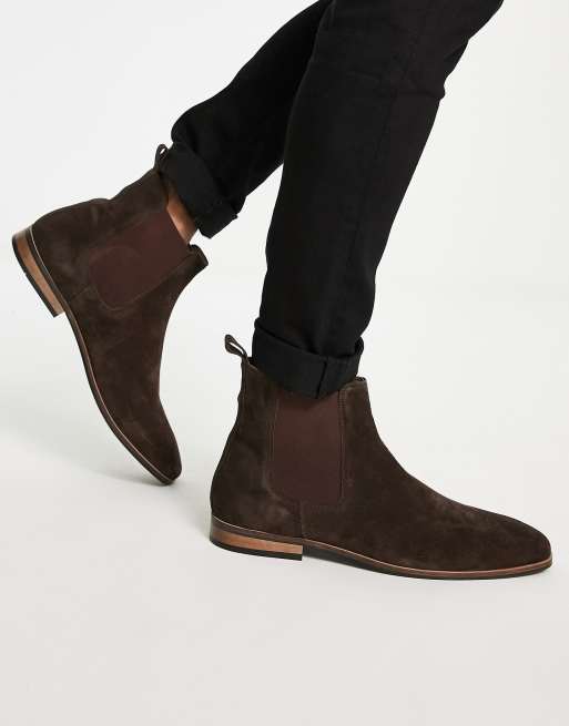 French Connection suede chelsea boots in brown | ASOS