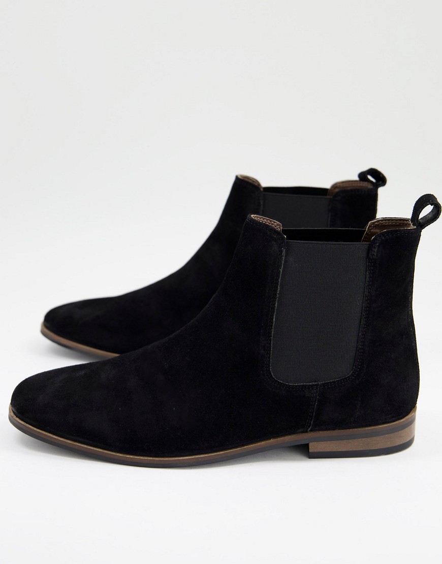 French Connection - Suède Chelsea boots in zwart
