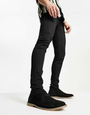 French Connection suede desert boots in black - ASOS Price Checker