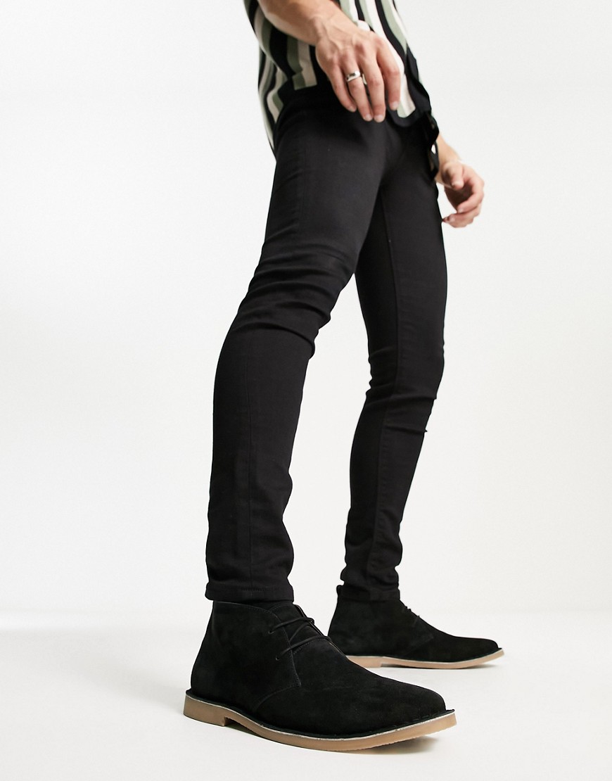 French Connection Suede Chelsea Boots In Black