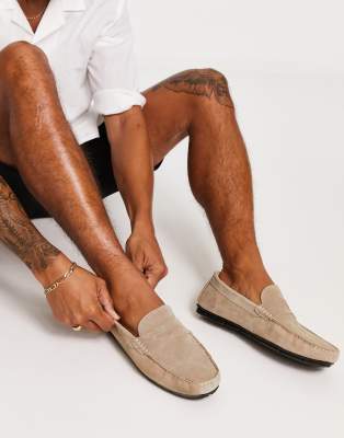 French Connection French Connection suede driver shoes in sand-Neutral