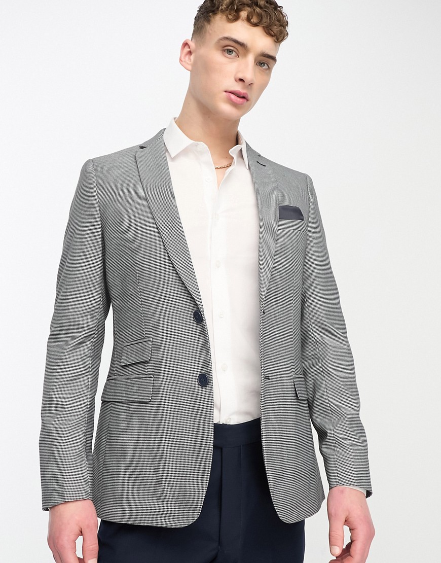 French Connection suit jacket in black and grey check