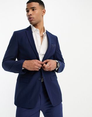 French Connection suit jacket in blue - ASOS Price Checker