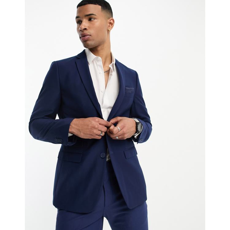 French connection slim fit hot sale bright blue milled suit