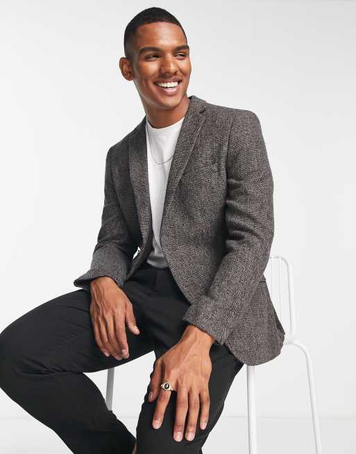 Dark grey deals tweed blazer