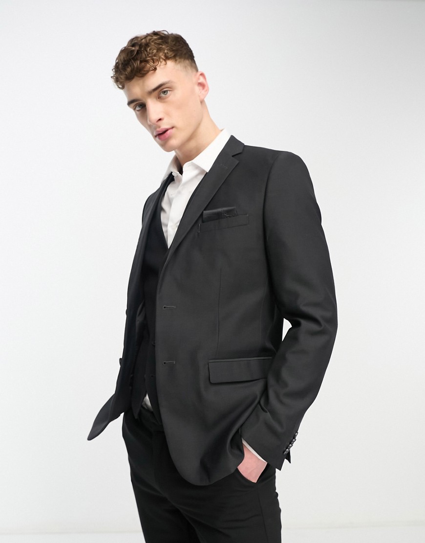 French Connection Wedding Suit Jacket In Charcoal Gray